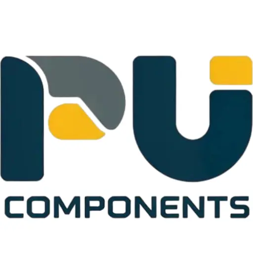 Logo PU-COMPONENTS – producent komponentów poliuretanowych: tuleje, wałki, rury, listwy i koła